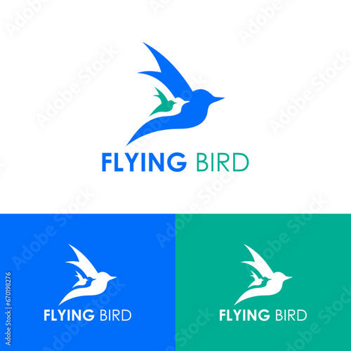 little bird silhouette logo - light background vector design