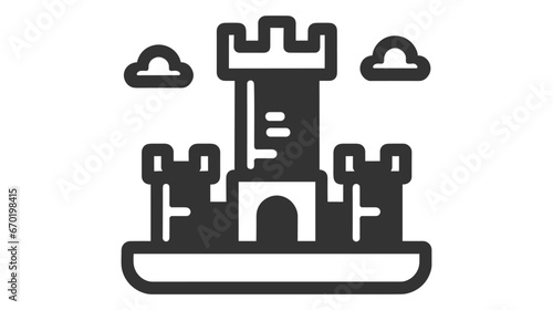 Bouncy castle icon. Playground. Monochrome black and white symbol.