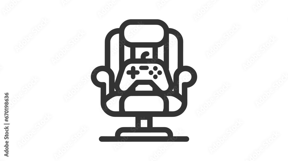 Minimal Gaming Symbol - Stream modern Games - Wireless Controller Icon on gaming chair