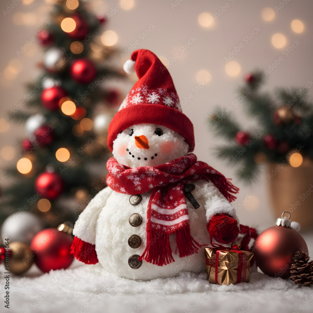 Festive Snowman: Christmas Background Blur Festive Snowman: Christmas Background Blur