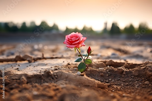 Eine schöne Rose blüht in der Wüste