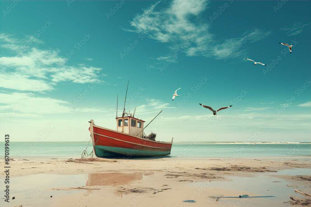 Fototapeta premium boat on the beach