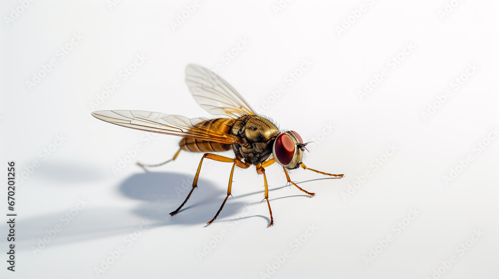 Macro view of fly on white surface with white background. Macro view of fly on white surface with white background.