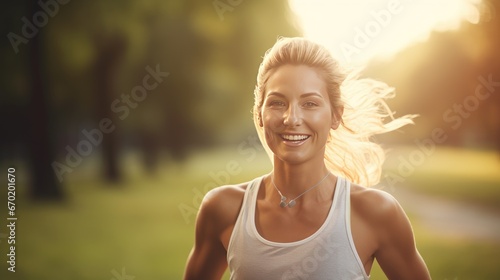 Mid adult man is jogging outside