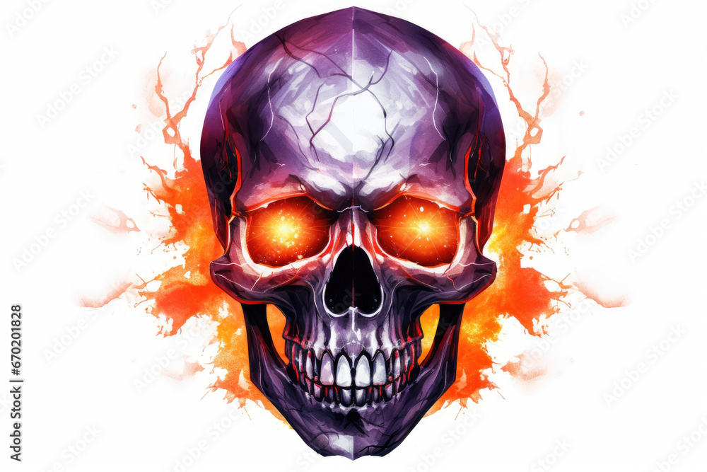 Illustration of skull covered with glow lights Illustration of skull covered with glow lights