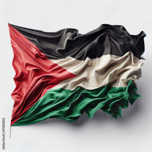Image of crumpled palestinian flag isolated on white background photo