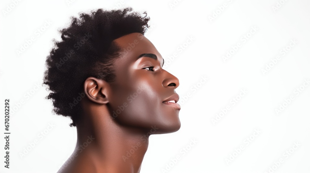 Beauty portrait of an African American male in a studio Beauty portrait of an African American male in a studio
