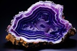 Stunning violet agate geode slice with healing purple abstract structures. Generative AI