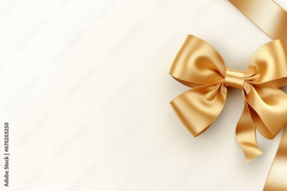 A gold ribbon with a bow on a clean white background. Perfect for gift wrapping or adding a touch of elegance to any project. A gold ribbon with a bow on a clean white background. Perfect for gift wrapping or adding a touch of elegance to any project.