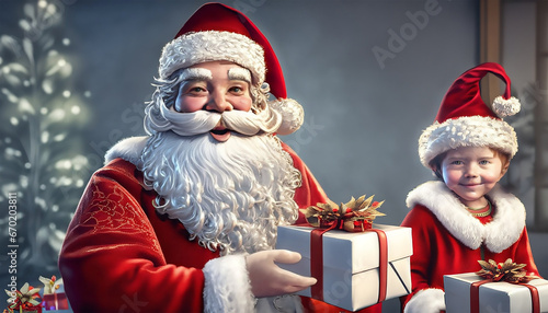 Święty Mikołaj rozdający prezenty