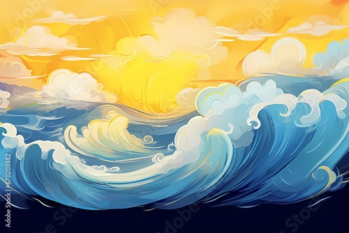 illustration, vector, sea, beach, summer, child, cartoon, nature, banner - sign, sun, vacations, happiness, sand, sunlight, copy space, cheerful, girl, water, doodle, image, message, smiling, holding,