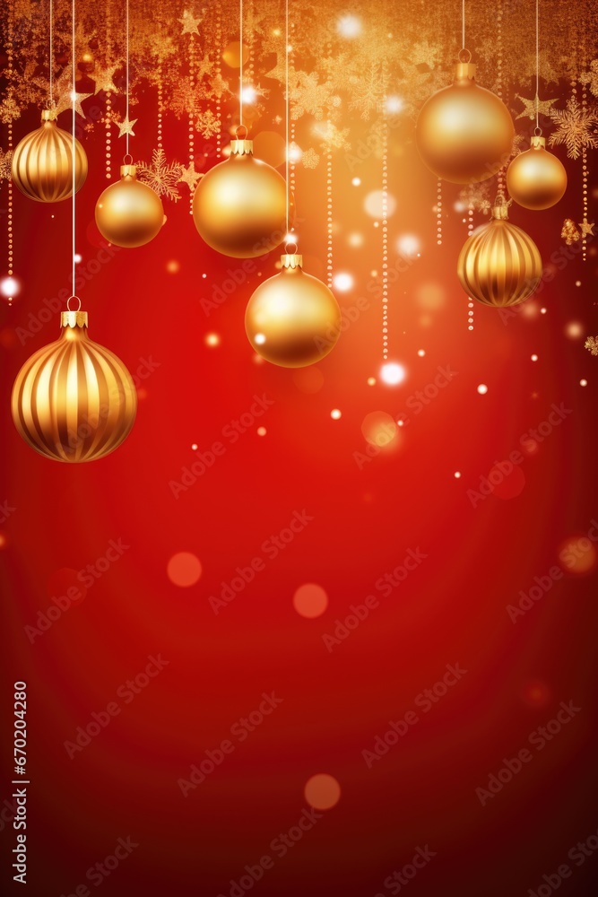 A festive red and gold Christmas background with beautiful ornaments. Perfect for adding a touch of holiday cheer to any project or design. A festive red and gold Christmas background with beautiful ornaments. Perfect for adding a touch of holiday cheer to any project or design.