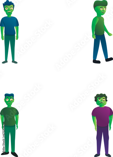 Zombie icons set cartoon vector. Funny zombie character. Monster, cartoon character