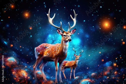 A picture of a couple of deer standing next to each other. Suitable for nature and wildlife themes.