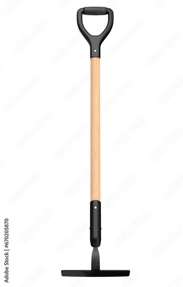 Hoe with wooden stick for planting flowers and vegetables on white background. Hoe with wooden stick for planting flowers and vegetables on white background.