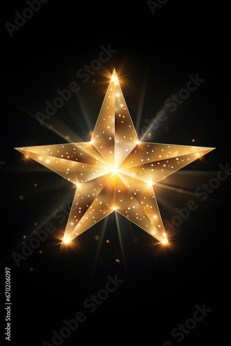 A shiny golden star on a black background. Perfect for adding a touch of elegance and glamour to any design or project