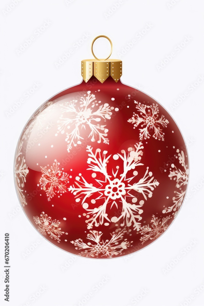 A beautiful red Christmas ornament adorned with delicate snowflakes. Perfect for adding a festive touch to your holiday decorations A beautiful red Christmas ornament adorned with delicate snowflakes. Perfect for adding a festive touch to your holiday decorations