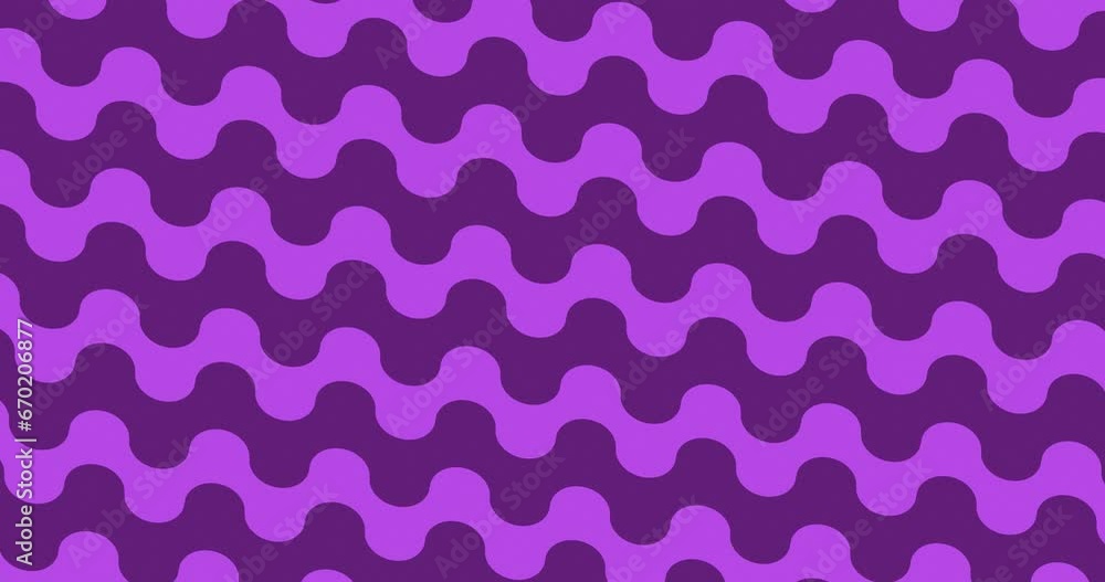 Curved and wavy zigzag lines of stripes moving diagonally over a purple color background. geometric pattern. Flat minimalistic seamless looped animated video. Curved and wavy zigzag lines of stripes moving diagonally over a purple color background. geometric pattern. Flat minimalistic seamless looped animated video.