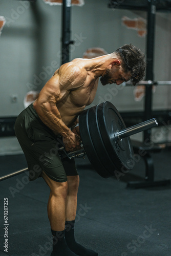 Focused deadlift session photo