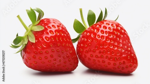Strawberries on their own. Whole and half strawberries on a white backdrop