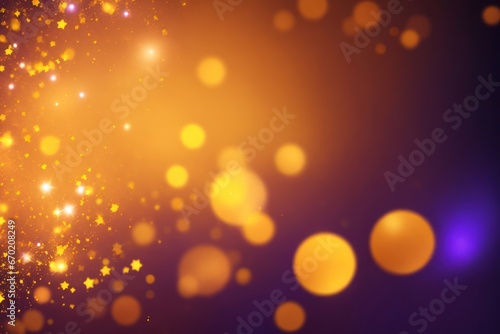 A yellow background with purple defocused sparkles. ai generative
