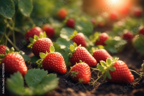 strawberries grow in the garden harvest. ai generative