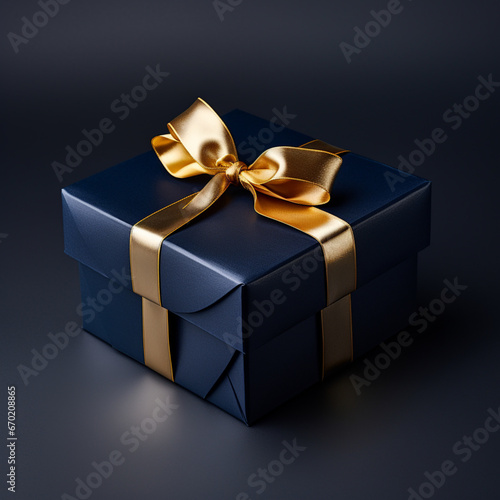 blue gift box isolated on dark