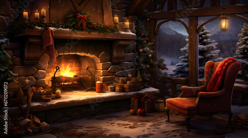 Yule Log Fireplace © Patrick