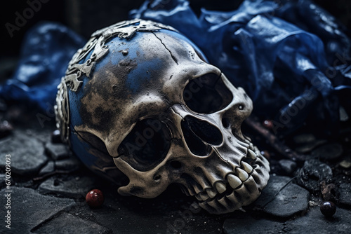 Surreal design with skeleton skull