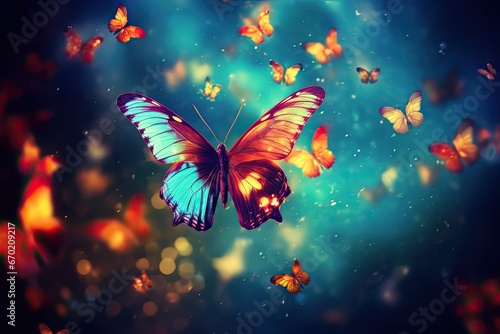 Background composed of colorful butterflies