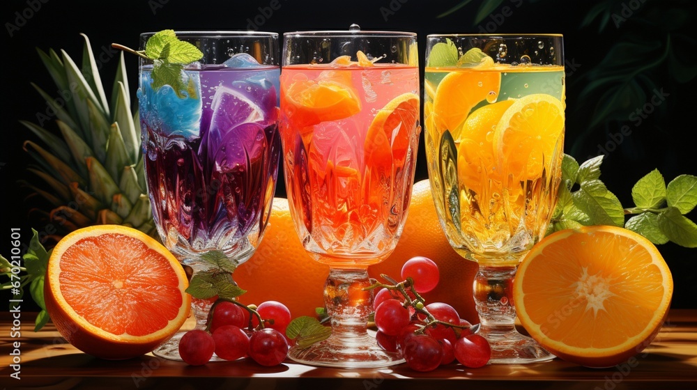 fruit cocktail with fruits and berries