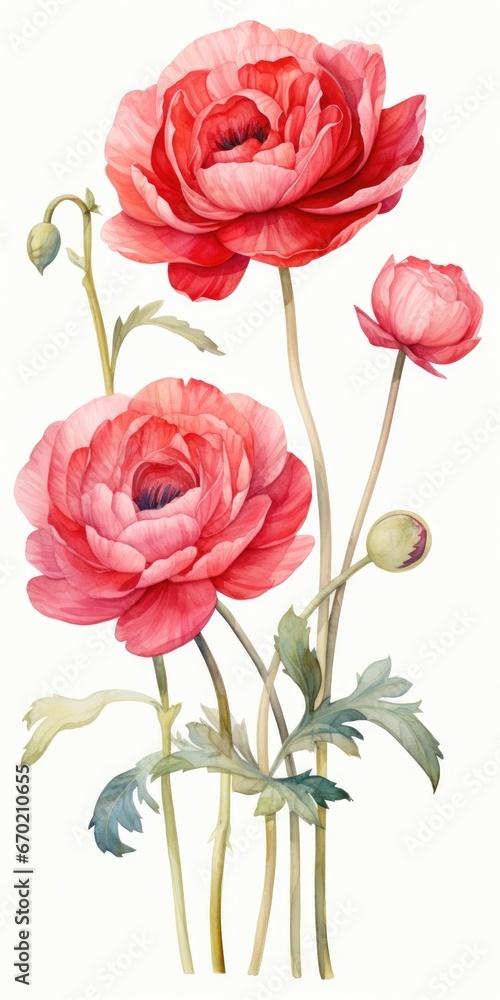 Light pink flowers isolated on white background. Generative AI