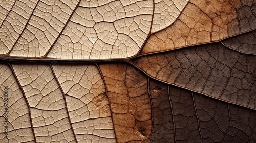 Detailed Close-Up of Veins in a Desiccated Brown Leaf