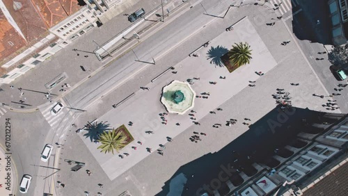 Porto Portugal Houses Aerial view of a fountain Tourist Attraction Tower Famous Landscape Europe Historic Travel Landmark Old Cityscape City Residential