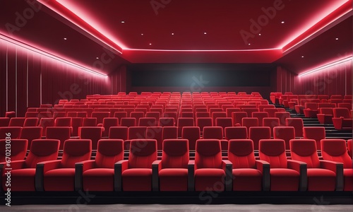 cinema hall with red seats. cinema hall with red seats. empty cinema with red seats. cinema and movie theater