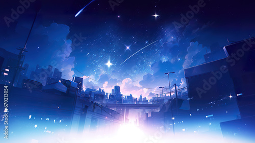 beautiful gift card inspired anime shooting star artwork