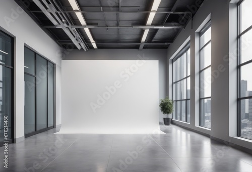 interior view with empty space interior view with empty space modern office interior with blank wall. 3D illustration. 3D rendering