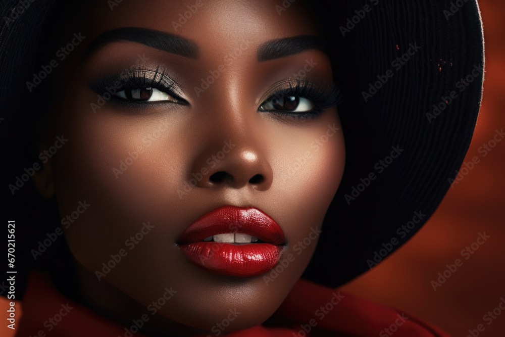 Portrait of a beautiful African American woman with beautiful makeup. Style, fashion and beauty concept Portrait of a beautiful African American woman with beautiful makeup. Style, fashion and beauty concept