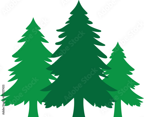 Pine trees, Xmas trees silhouette icon.