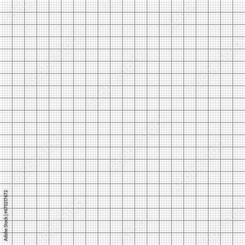 Sheet of graph paper with grid. Millimeter paper texture  geometric pattern. Gray lined blank for drawing  studying  technical engineering or scale measurement. Vector illustration