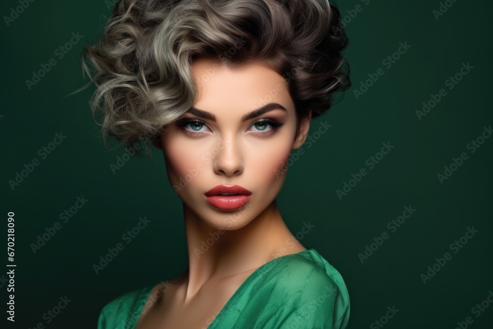 Portrait of a beautiful woman with a fashionable hairstyle. Style, fashion and beauty concept Portrait of a beautiful woman with a fashionable hairstyle. Style, fashion and beauty concept