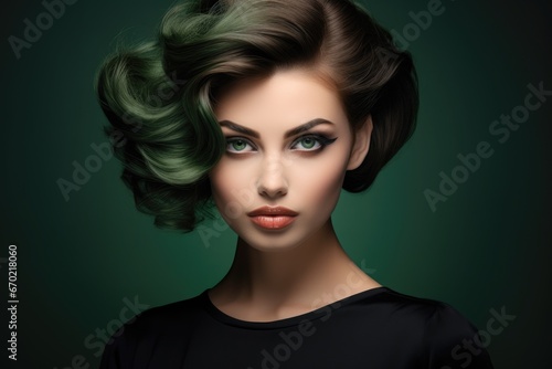Portrait of a beautiful woman with a fashionable hairstyle. Style, fashion and beauty concept