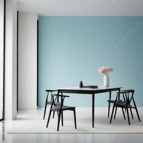 modern living room with black and white wall modern living room with black and white wall interior of modern living room with blue and black chairs, white and black wooden floor with blue table with w