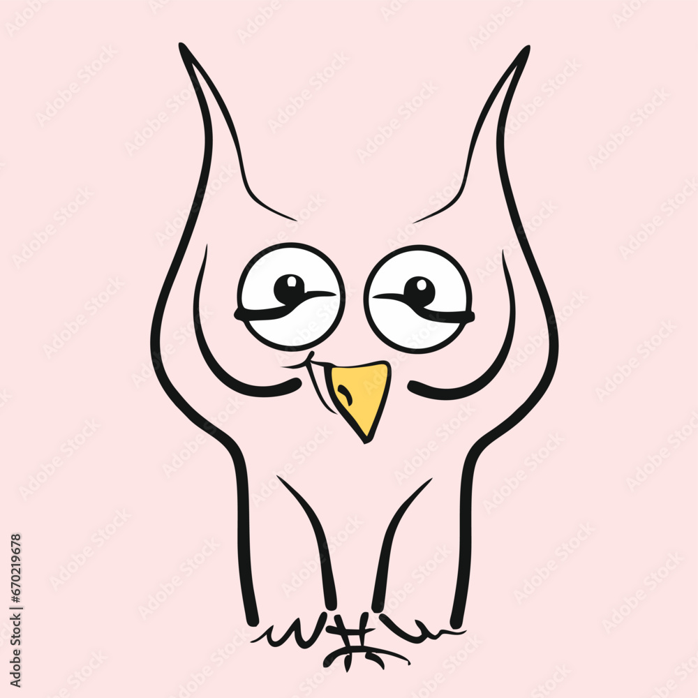 Fototapeta premium Owl. Emotions. Vector drawing, eps