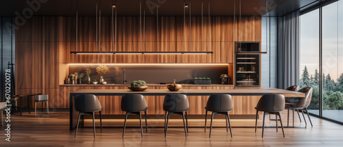 Contemporary kitchen interior in a luxury apartment