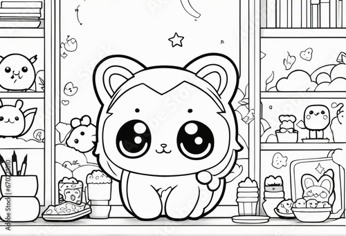 coloring book for kids with cute cartoon character of the cat. coloring book for kids with cute cartoon character of the cat. cute cartoon cat with book