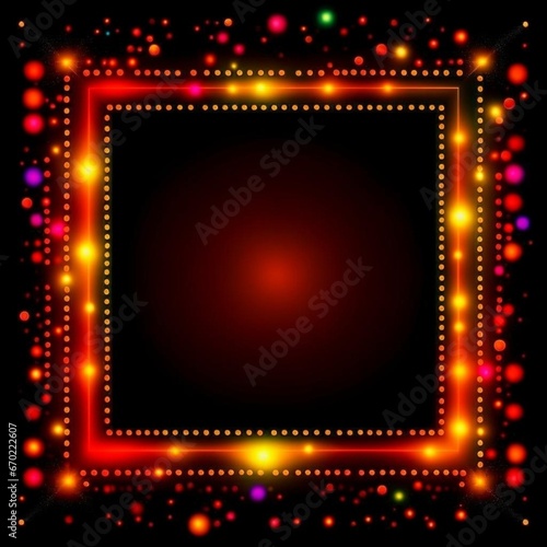 Festive carnival background with many blurry glowing bright circles and glares. Frame for text. Bokeh effect. Fabulous design for wallpaper, presentation, advertising, flyer, website, booklet, postcar