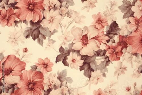 Wallpaper Mural pattern with flowers - generative ai Torontodigital.ca