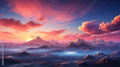 Unreal Ethereal Landscape - A Fairytale Escape for Your Desktop Background. Generative AI 