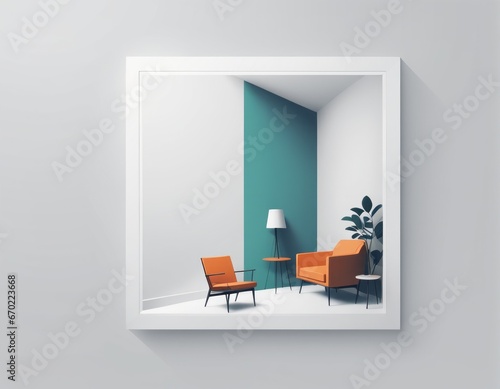 empty white room interior with empty frame. 3D rendering. 3D illustration. empty white room interior with empty frame. 3D rendering. 3D illustration. interior of modern room with empty picture frame a